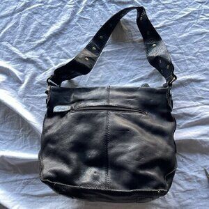Vintage Sereta Leather Black Handbag Women’s Leather Purse Studded Shoulder Bag